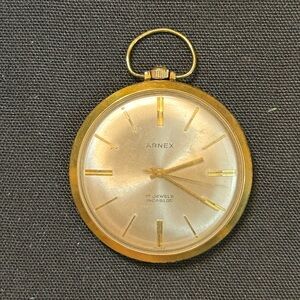 Arnex Incabloc 17 Jewel Gold Tone Pocket Watch, Keeps Time  (Not Running)